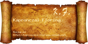 Kapronczai Florina névjegykártya