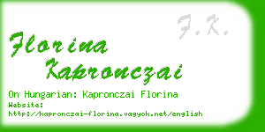 florina kapronczai business card